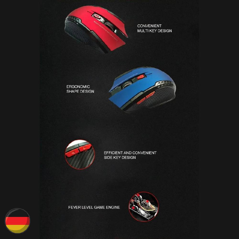 SMHPOT Computer Maus 6 Tasten PC kabellos USB Gaming Gamer LED RGB 1600dpi ROT Kostenloser Versand