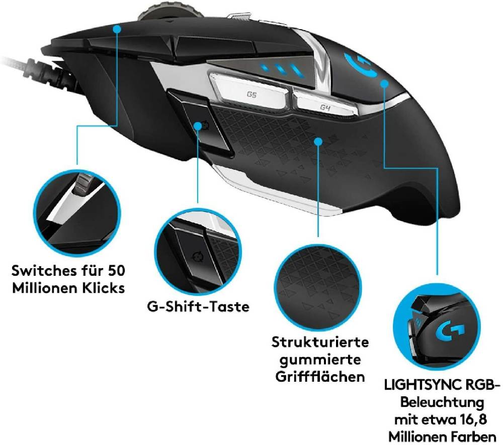 Spar King Online-Shop Logitech G502SE High Performance Gaming-Maus HERO 16000 DPI Optisch RGB PC Mac Günstig kaufen